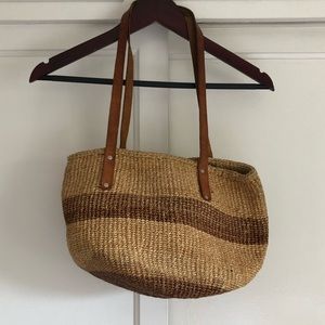 Vintage Striped Jute Market Bag
